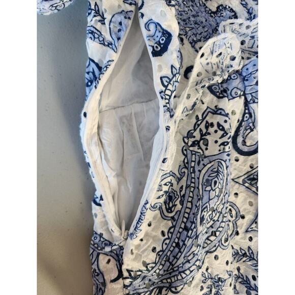 NWT Farm Rio One-Shoulder Eyelet Midi Dress Size S Blue 9B412 - Picture 9 of 11